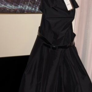 Black Fit and Flare Cocktail Dress with Notched Collar